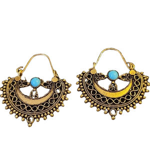 Gold and Blue Dangle Earrings